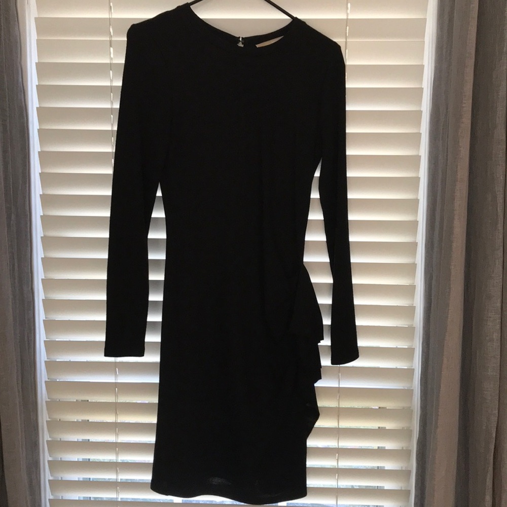 MICHAEL Michael Kors black l/s wool crepe dress
